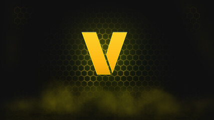 Letters Effect on hexagon and smoke background. Abstract background. Alphabet background