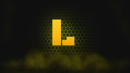 Letters Effect on hexagon and smoke background. Abstract background. Alphabet background