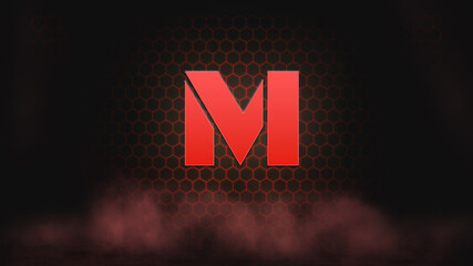 Letters Effect on hexagon and smoke background. Abstract background. Alphabet background