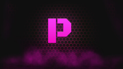 Letters Effect on hexagon and smoke background. Abstract background. Alphabet background