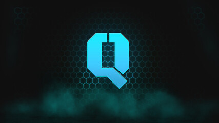 Letters Effect on hexagon and smoke background. Abstract background. Alphabet background