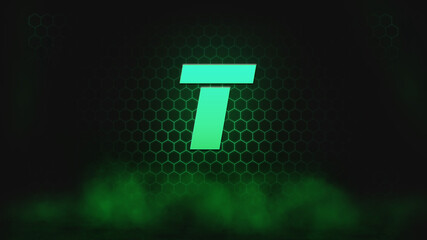 Letters Effect on hexagon and smoke background. Abstract background. Alphabet background