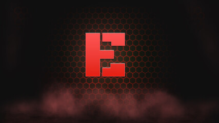 Letters Effect on hexagon and smoke background. Abstract background. Alphabet background