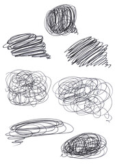 A set of bubble speech dialogs.thoughts, graphic doodles