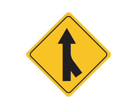 Merge road. Merge road sign on white background.