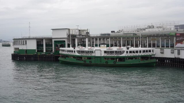 StarFerry pier on a cloudy day in TsimShaTsui, Hong Kong.