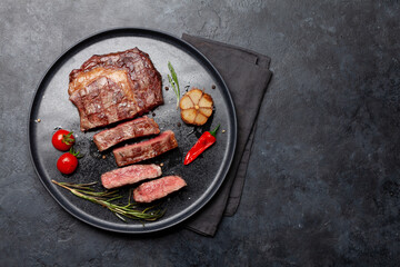 Grilled ribeye beef steak