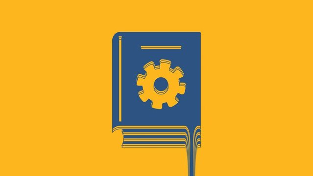Blue User manual icon isolated on orange background. User guide book. Instruction sign. Read before use. 4K Video motion graphic animation