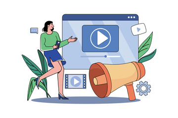 Video Marketing Illustration concept on white background