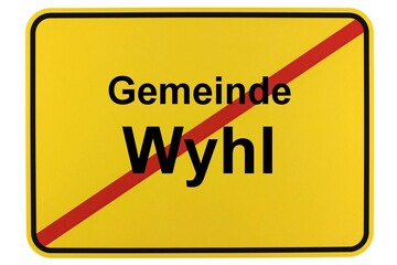 Illustration eines Ortsschildes der Gemeinde Wyhl in Baden-Württemberg