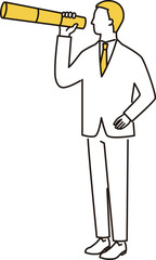 望遠鏡を覗くビジネスマン