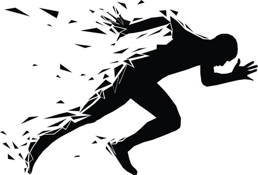 athlete sprinter runner start run black silhouette