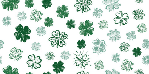 Clover set, Saint Patricks Day, hand drawn illustrations.	
