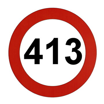Illustration des Stra&szlig;enverkehrszeichens "Maximale Geschwindigkeit 413 Kilometer pro Stunde"	
