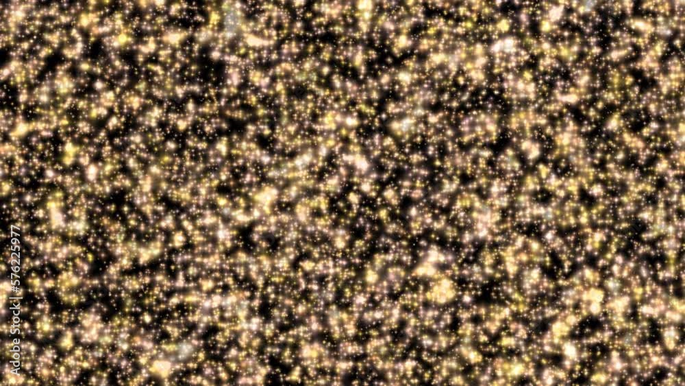 Wall mural gold particles waver and twinkle on the black background—abstract loopable 4k background at 60fps.