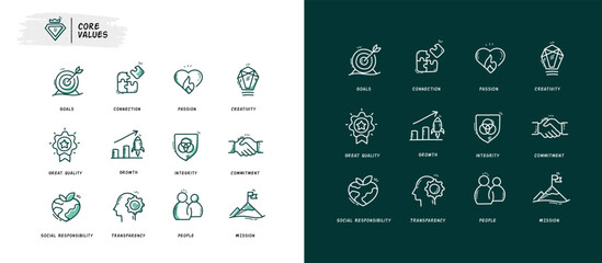 Business Ethics vector line icons set. Editable stroke and colors.