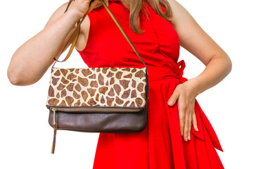 Fashion woman with red handbag