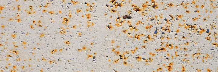 Old rusty metal texture. Rust on the surface of the iron wall. Panoramic background for grunge design.