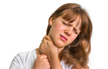 Woman having pain in her neck