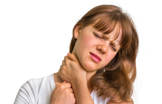 Woman having pain in her neck