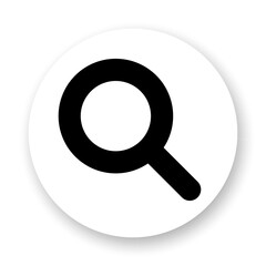 Search round icon. Black symbol on white background. Best for polygraphy, mobile apps and web design.