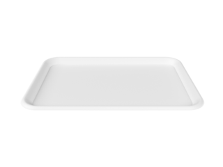 Empty white plastic tray. Isolated. Transparent background. 3d illustration.