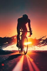 cyclist and sunset