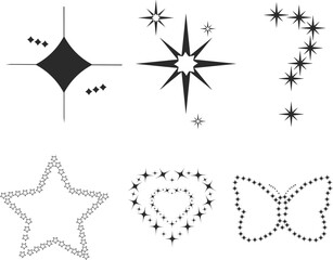 Star icon set, falling star icon set black vector