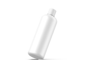 Cosmetic plastic bottle with screw cap mockup template for branding and promotion, 3d render illustration