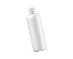 Cosmetic plastic bottle with screw cap mockup template for branding and promotion, 3d render illustration