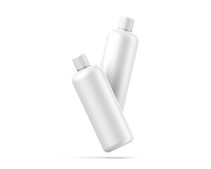 Cosmetic plastic bottle with screw cap mockup template for branding and promotion, 3d render illustration