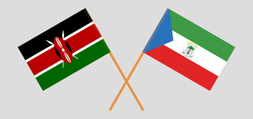 Crossed flags of Kenya and Equatorial Guinea. Official colors. Correct proportion