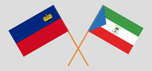 Crossed flags of Liechtenstein and Equatorial Guinea. Official colors. Correct proportion