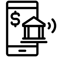 mobile banking black outline icon