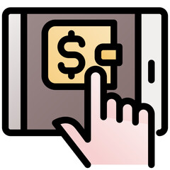 mobile payment black outline filled color icon