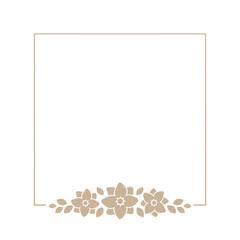 Obraz premium Floral beige square frame. Botanical boho border vector illustration. Simple elegant romantic style for wedding events, card design, logo, labels, social media posts, etc.