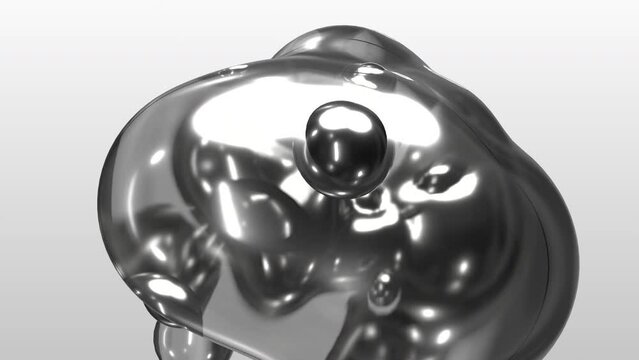 3d render motion design animation monochrome gray abstract grey metasphere in deformation on white background glass water liquid silver metal moving meta ball business medical presentation AI backdrop