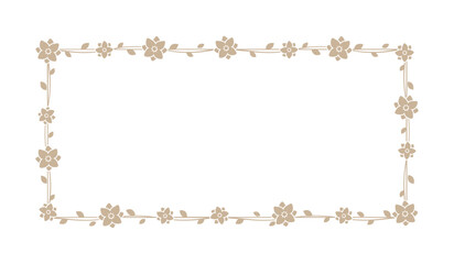 Floral beige rectangle frame. Botanical boho border vector illustration. Simple elegant romantic style for wedding events, card design, logo, labels, social media posts, templates © Aletheia Shade
