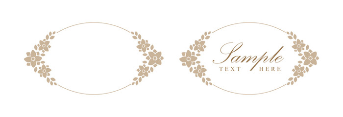 Obraz premium Floral beige arch frame. Botanical boho border vector illustration. Simple elegant romantic style for wedding events, card design, logo, labels, social media posts, templates