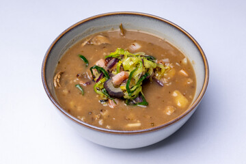 Bread soup with dried mushrooms