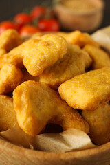 Concept of tasty fast or junk food, nuggets