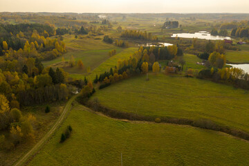 Drone photography of farmland and forest