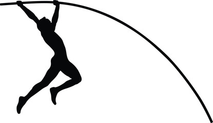 pole vault athlete jumper black silhouette