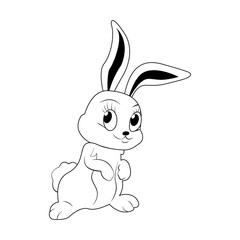 Cute cartoon rabbit. Cute fluffy gray bunny. Rabbit. Eared rodent. Bunny.