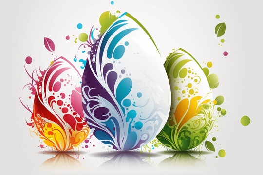 Colorful easter eggs on a white background - design concept vector illustration - Generative Ai
