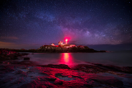 Milky Way above Nubble Lighthouse