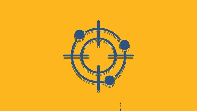 Blue Target sport for shooting competition icon isolated on orange background. Clean target with numbers for shooting range or pistol shooting. 4K Video motion graphic animation