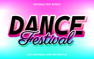 Dance festival 3d text effect and editable text, template 3d style use for business tittle