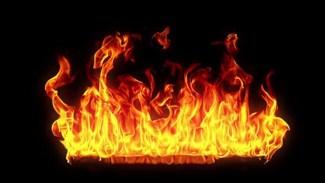 Super Slow Motion Shot of Fire Flames Isolated on Black Background at 1000fps.