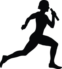 female runner running relay race black silhouette